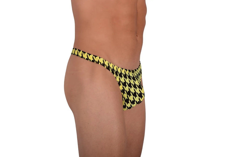 Large Vuthy Yellow Black Design Swim Thongs 274