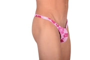 Large SMU Thong Wear and Swim Pink Flowers 9904 LT1