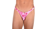 Large SMU Thong Wear and Swim Pink Flowers 9904 LT1