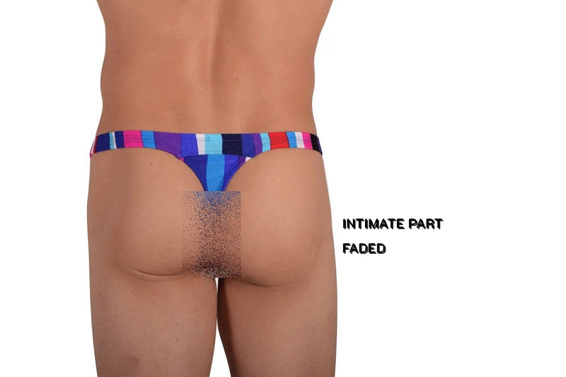 Large Vuthy Swim Thongs Blue Bars Swimwear 270