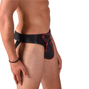 SMU Marcus Removable Cod Piece Black and Red Jockstrap 19734 CH16