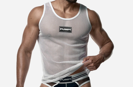 PUMP! Structured White Mesh Tank Top Nylon Athletic Tanktop 14034 5