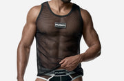 PUMP! Structured Black Mesh Tank Top Nylon Athletic Tanktop 14035 5