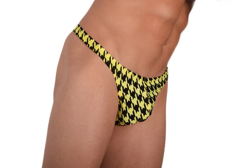 Large Vuthy Yellow Black Design Swim Thongs 274