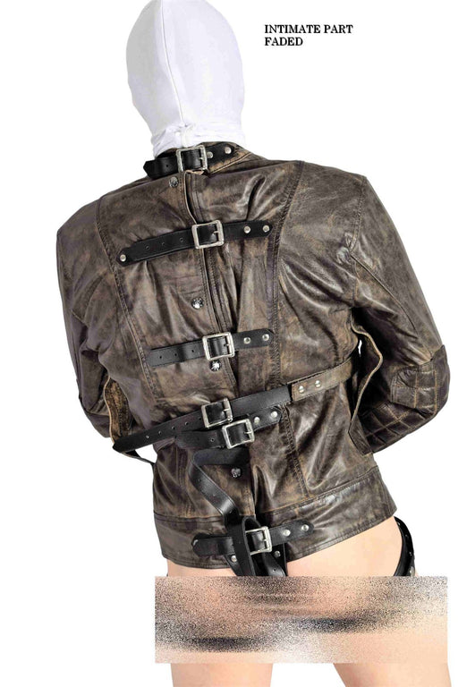 SMU Aviator  Straight jacket High Quality Genuine Leather Brown  16-10