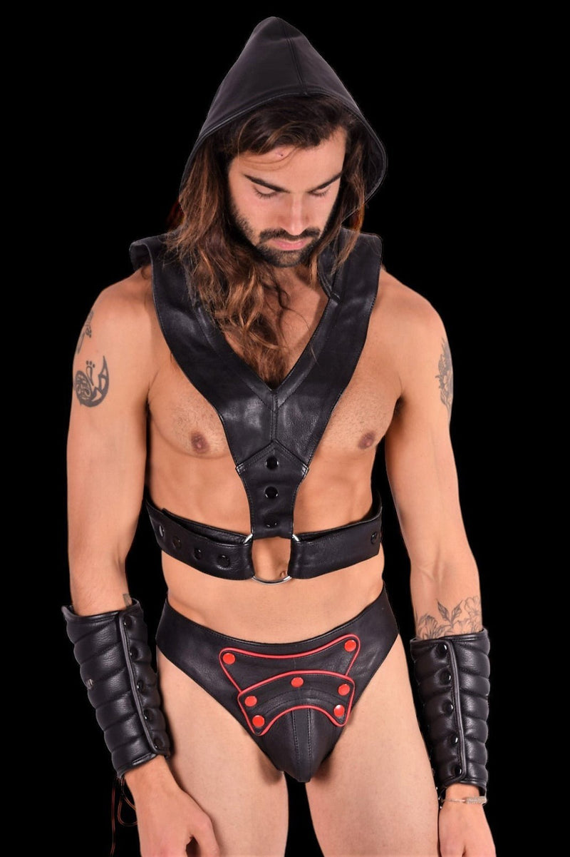 SMU Marcus Removable Cod Piece Black and Red Jockstrap 19734 CH16