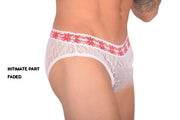 SMU Feminine Briefs See-Through Lace Fabric Red Waist Band 65013 32