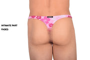 Large SMU Thong Wear and Swim Pink Flowers 9904 LT1