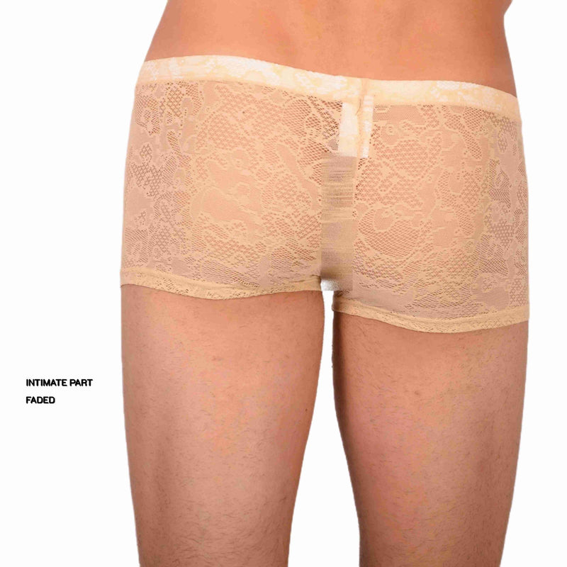 S SMU Sexy C-Thru Sand Lace Mini Hipster 33828 MX17
