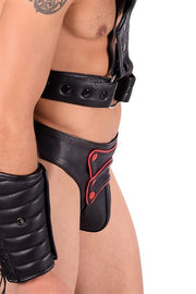 SMU Marcus Removable Cod Piece Black and Red Jockstrap 19734 CH16