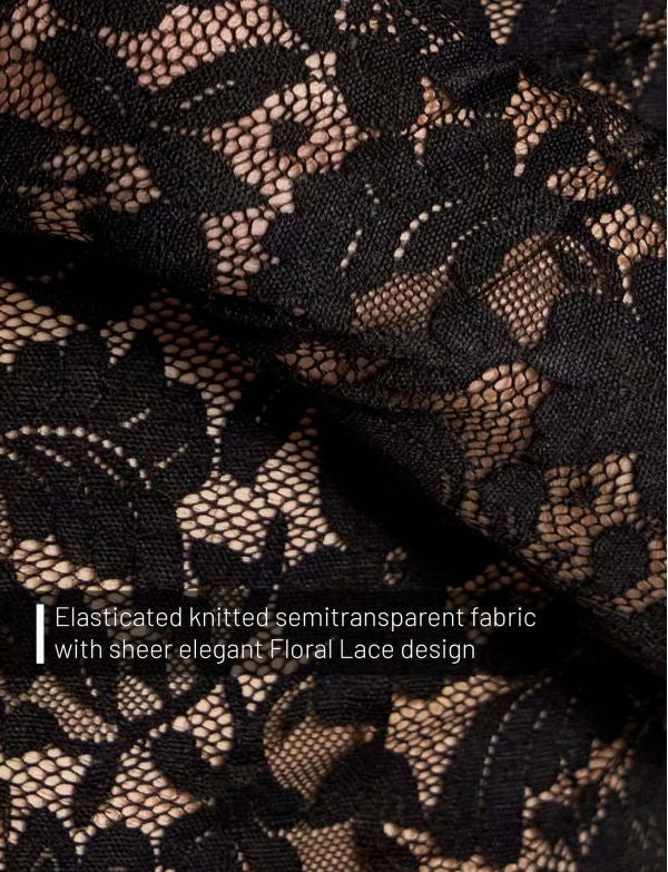 Modus Vivendi Lace Floral LongSleeves Shirt Sheer Knitted Black 04151 B102