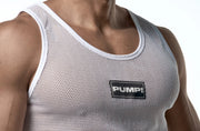 PUMP! Structured White Mesh Tank Top Nylon Athletic Tanktop 14034 5