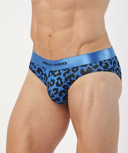 MODUS VIVENDI Leopard Classic Briefs Soft Velvet Touch Fabric in Blue 15412 79A