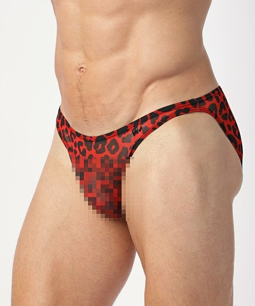 MODUS VIVENDI Low-Cut Briefs Leopard Mesh in Red 15414 104