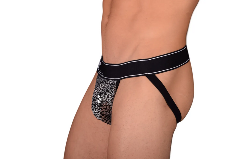 Large SKULL & BONES Jockstrap Silver Flash Jock 8