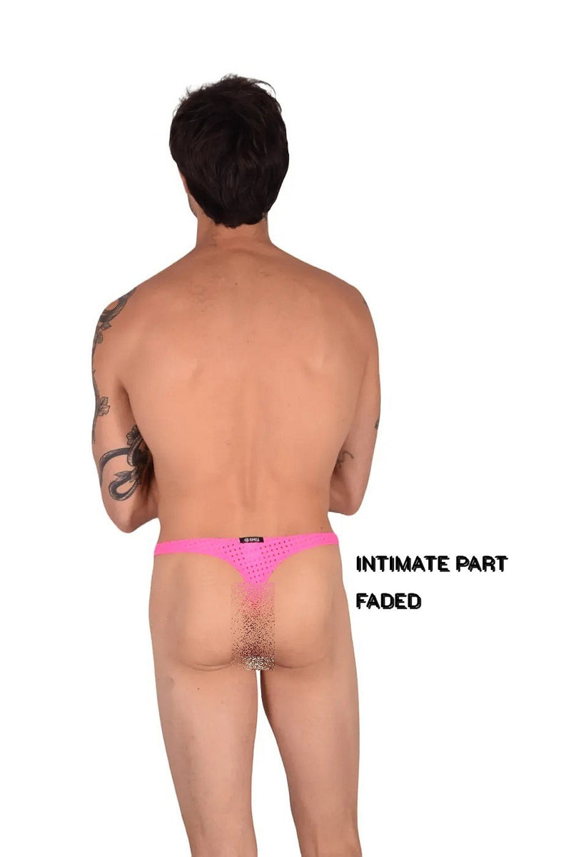 Large SMU Thong Pink Little Holes  9929 LT2