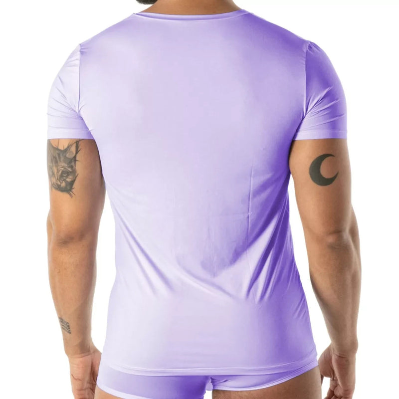 TOF PARIS T-Shirt Mon Amour Microfiber Lightweight V-Neck Shirts in Purple 56
