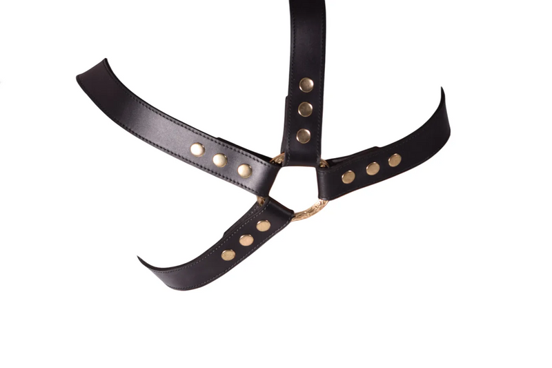 SMU Roman Adjustable Black Leather and Brass decoration harness MX25 8021