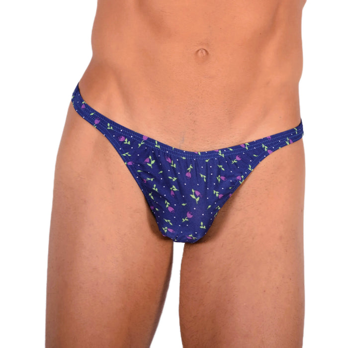 S SMU Sexy Blue Flowers Thong 33728 MX15