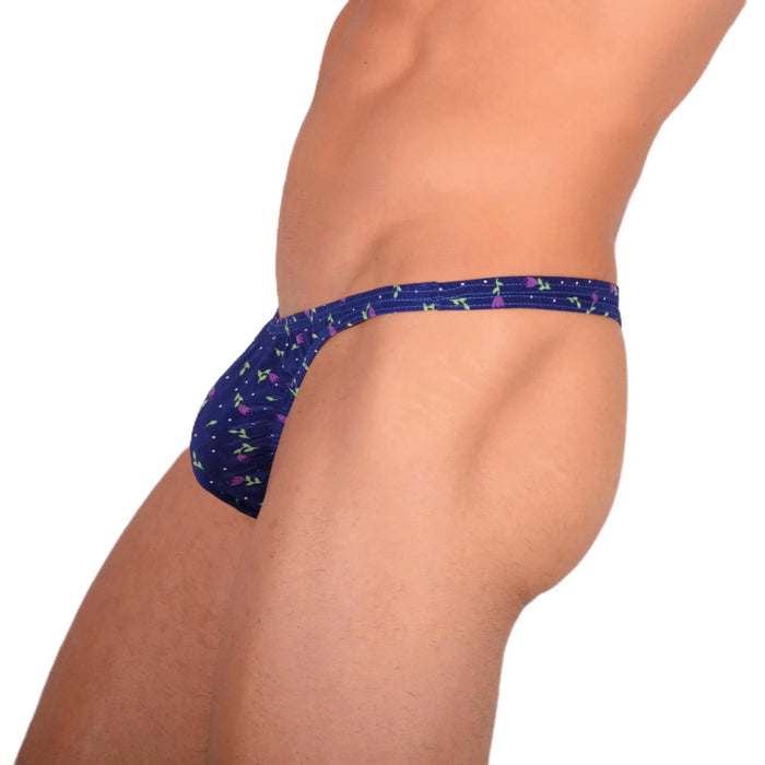 S SMU Sexy Blue Flowers Thong 33728 MX15