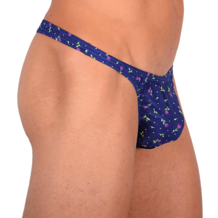 S SMU Sexy Blue Flowers Thong 33728 MX15