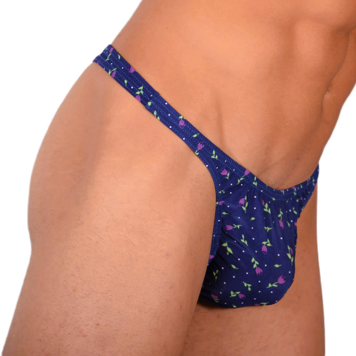 S SMU Sexy Blue Flowers Thong 33728 MX15