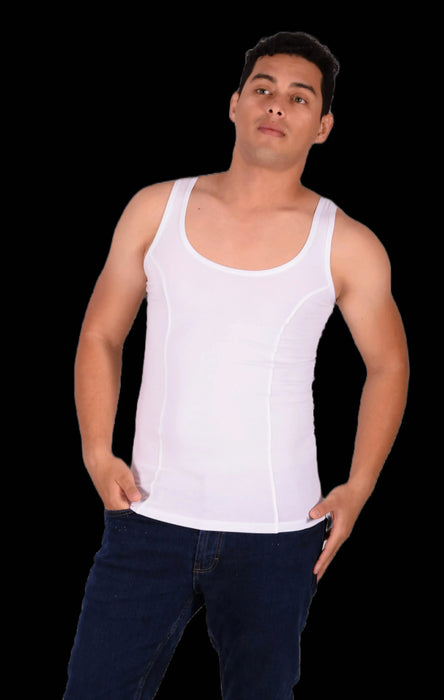 DOREANSE Tank Top Solid Muscle Narrow Neck Cotton White 2255 4A