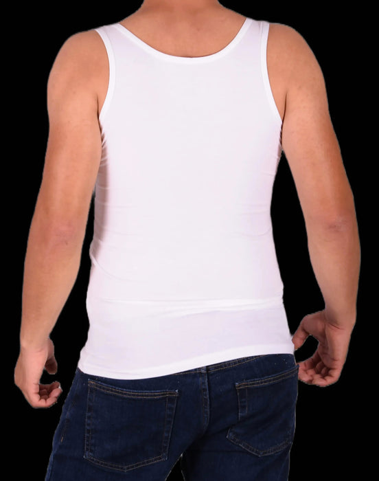 DOREANSE Tank Top Solid Muscle Narrow Neck Cotton White 2255 4A