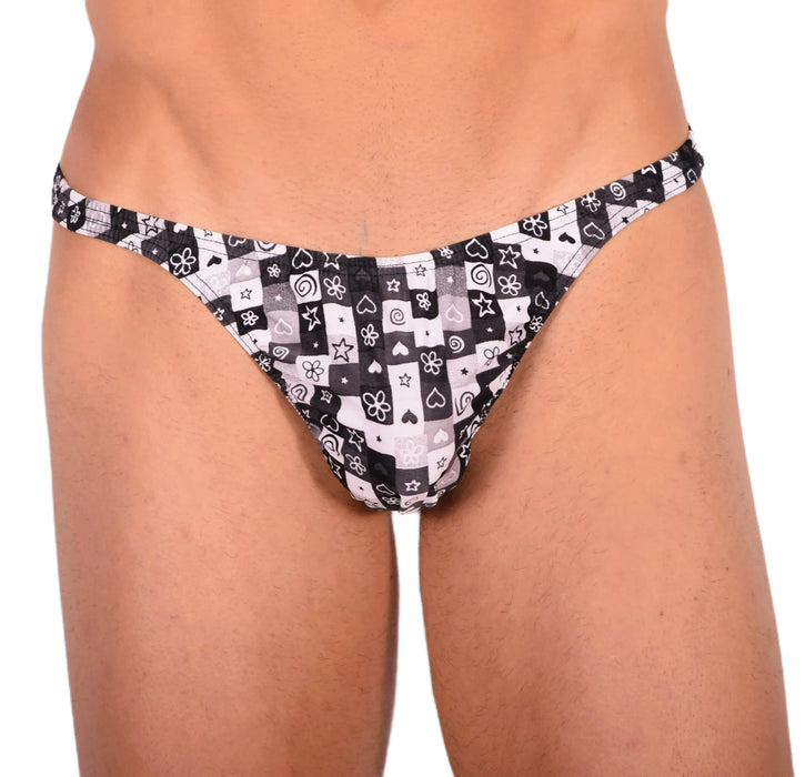 S SMU Sensual Black and White Thong 33730 MX15