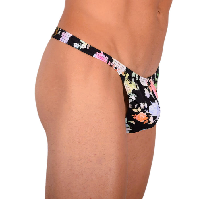 S SMU Sensual Floral Black Thong 33732 MX15