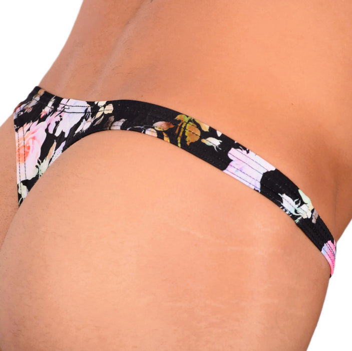 S SMU Sensual Floral Black Thong 33732 MX15