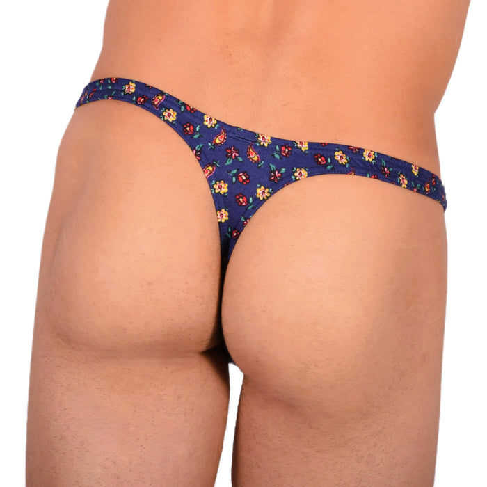 S SMU Sensual Floral Explosion Blue Thong 33733 MX15