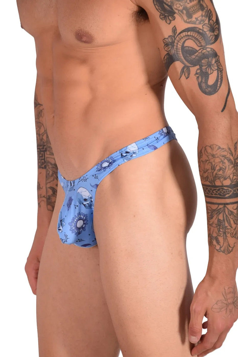 SMU Skull Wear Printed Tanning Thong Blue P01004 H28