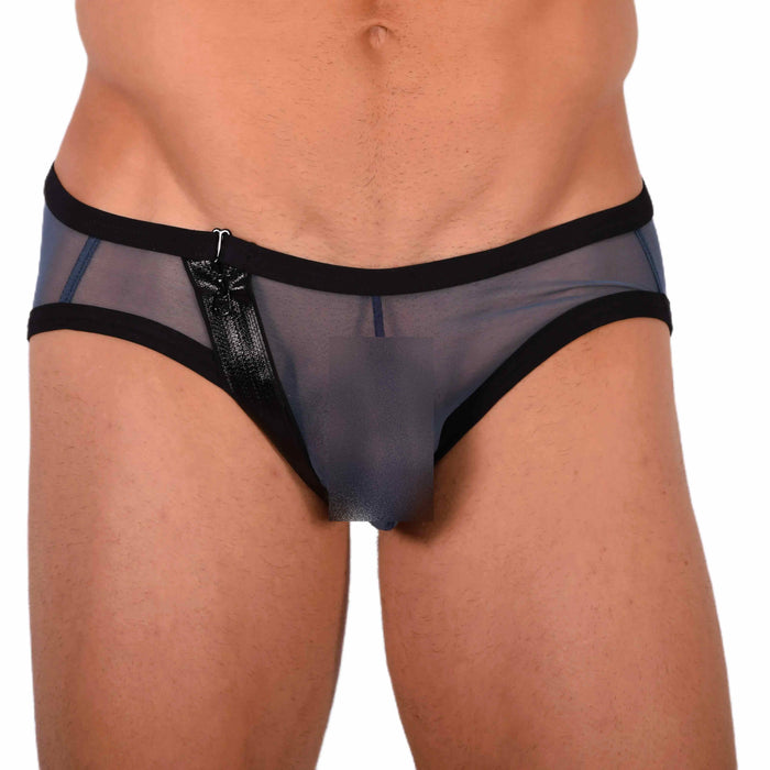 M Gregg Homme Sexy C-Thru Blue Zipped Brief 33945 MX18