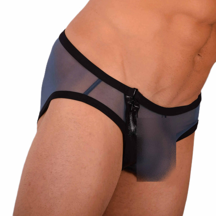 M Gregg Homme Sexy C-Thru Blue Zipped Brief 33945 MX18