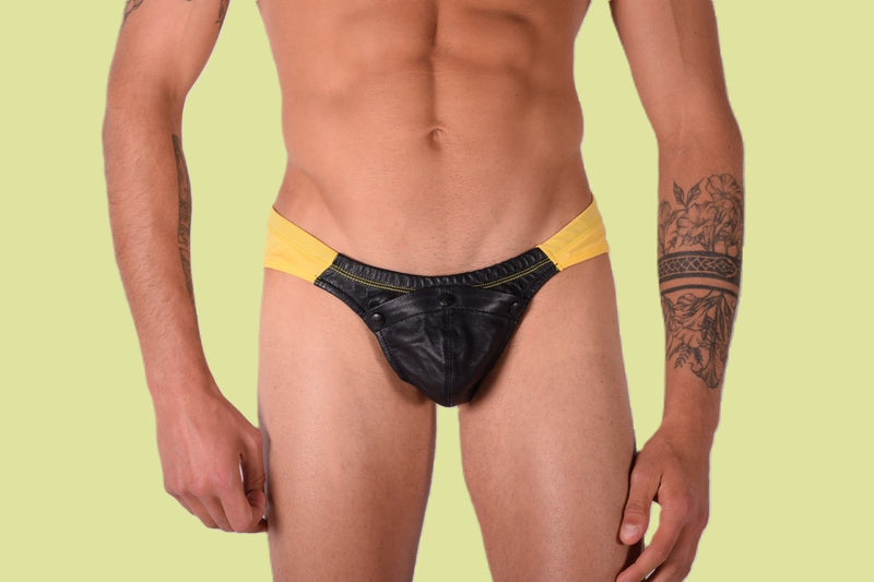 SMU Rave Peekaboo Removable Leather Pouch Brief Yellow H3BLK