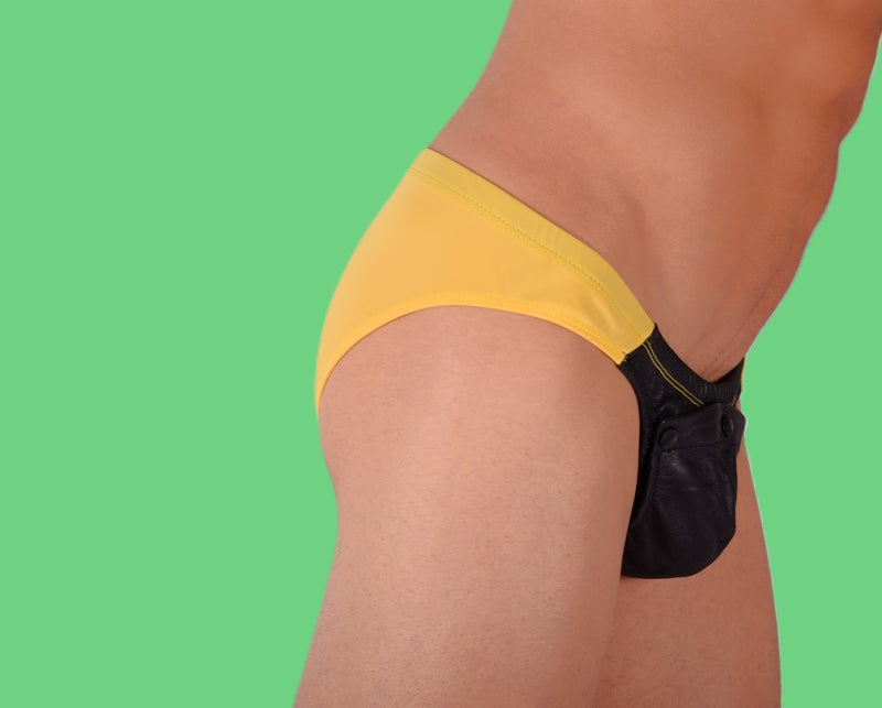 SMU Rave Peekaboo Removable Leather Pouch Brief Yellow H3BLK