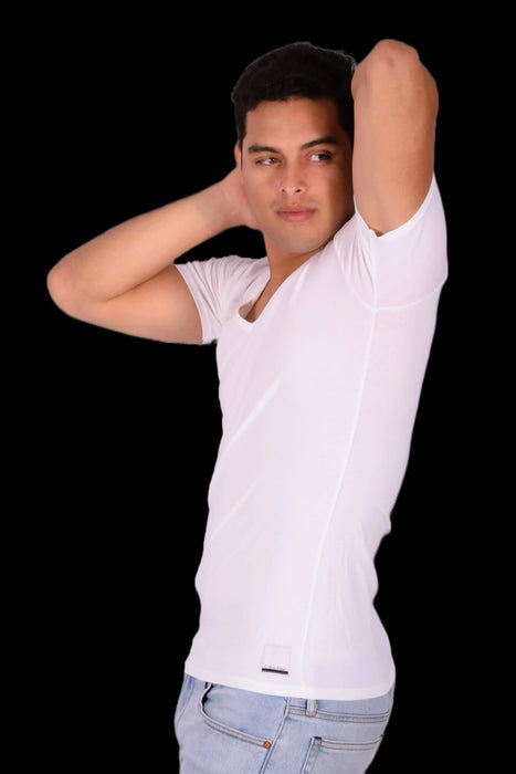 SMALL Calvin Klein Cotton Stretch V-Neck White T-Shirt MX16