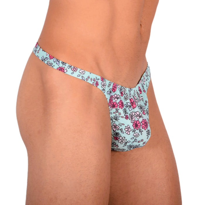 S SMU Sensual Floral Explosion Turquoise Thong 33681 MX15