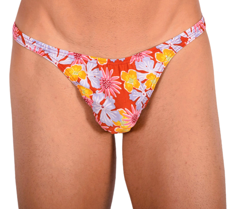 S SMU Sensual Floral Explosion Red Thong 33685 MX15