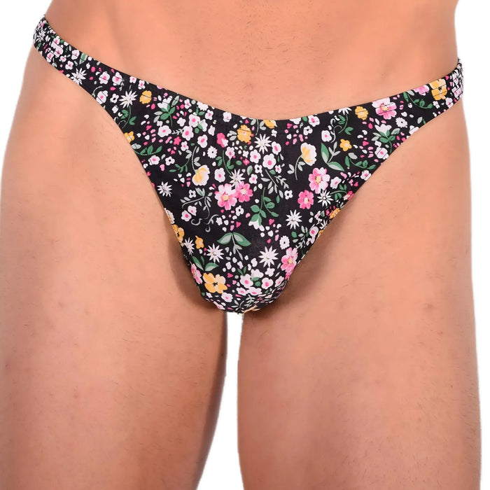 XS/S SMU Sensual Floral Explosion Black Thong 33530 MX13