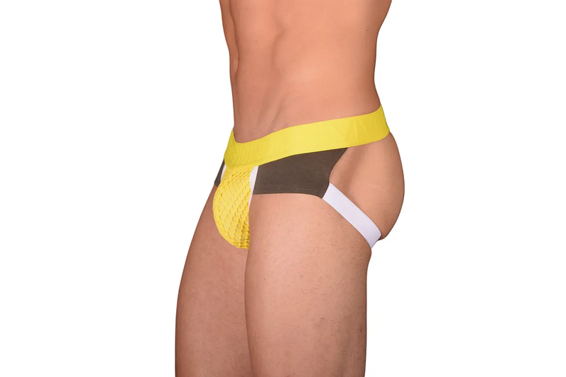 Modus Vivendi Jock Multi C-Through Mesh Cotton Mini Jockstrap YELLOW 05812 57
