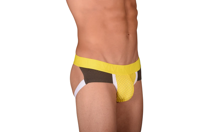 Modus Vivendi Jock Multi C-Through Mesh Cotton Mini Jockstrap YELLOW 05812 57