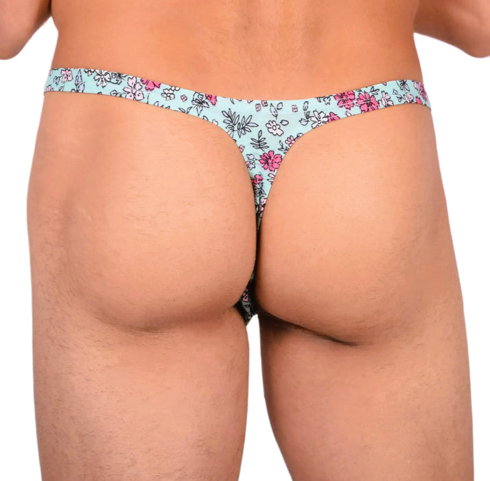 S SMU Sexy Turquoise Floral Explosion Thong 33647 MX14