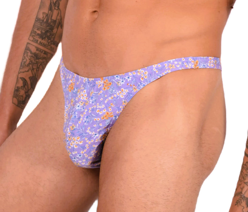 S SMU Sexy Purple Floral Explosion Thong 33648 MX14