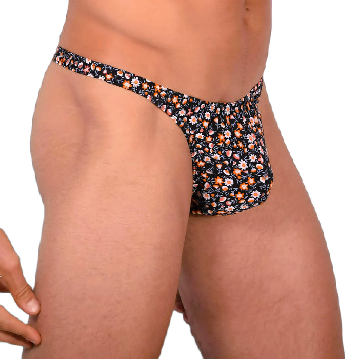 XS SMU Sexy Black Floral Explosion Thong 33649 MX14