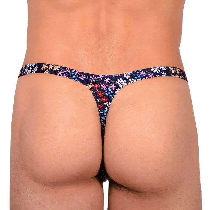 XS SMU Sexy Dark Blue Floral Explosion Thong 33650 MX14