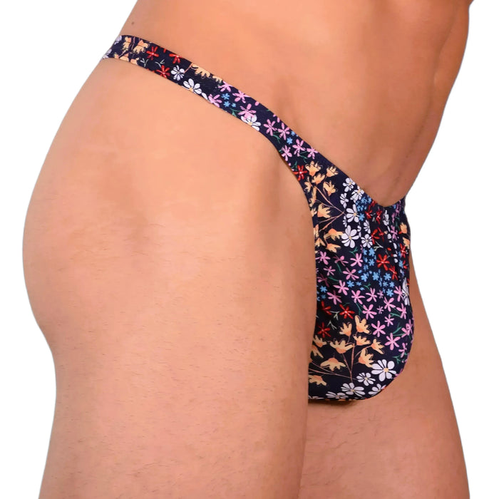 XS SMU Sexy Dark Blue Floral Explosion Thong 33650 MX14