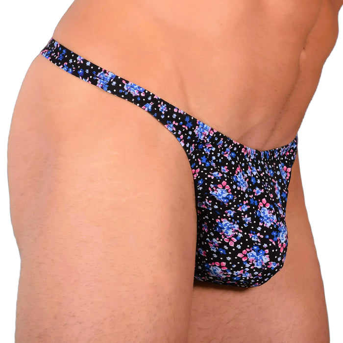 XS/S SMU Sexy Deep Blue Floral Explosion Thong 33653 MX14