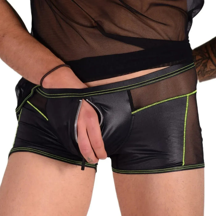 Kit Gregg Homme L Tank Top & M Boxer Front Zip Black/Neon Green 33656 MX14